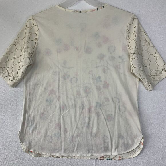 Van Heusen Top Blouse Women Medium Floral Casual Grannycore Embroidered Normcore - Picture 2 of 9